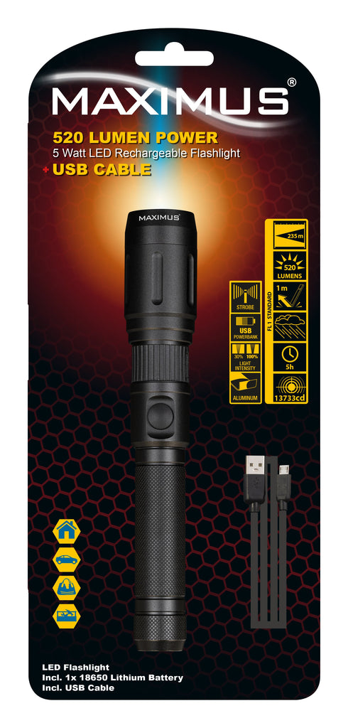 Maximus LED Flashlight 5W 500lm USB