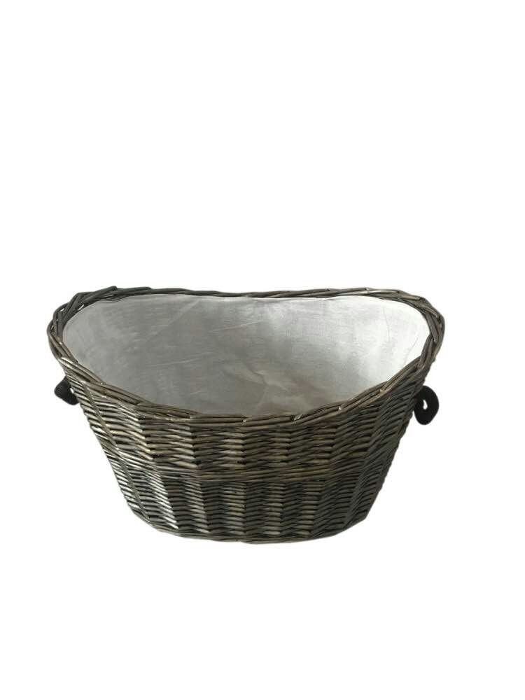 Rope Oval Grey Basket with Liner