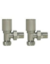 Angled Radiator Valve Round Head Brushed Nickel