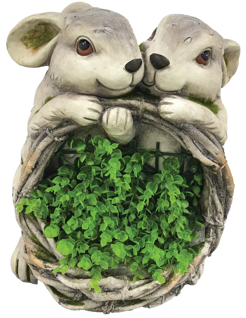 2 Bunny rabbits planter