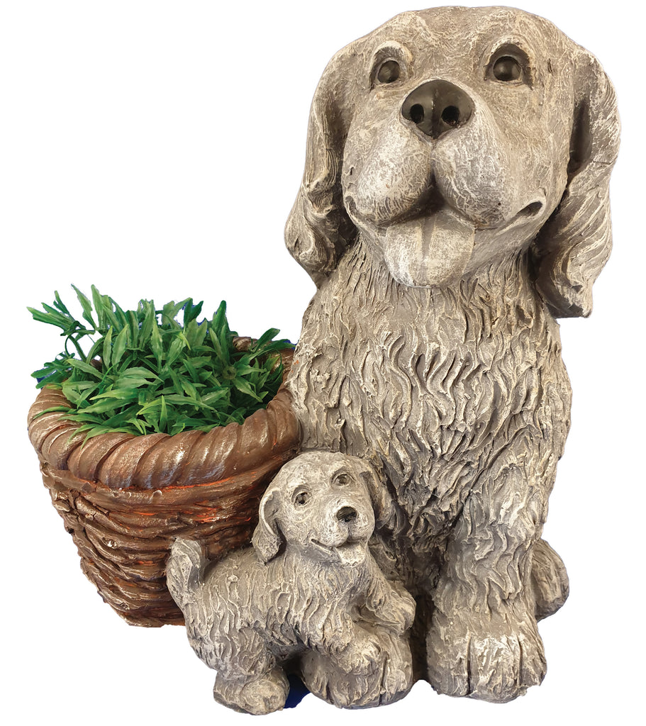 Planter with Two Dogs and Basket