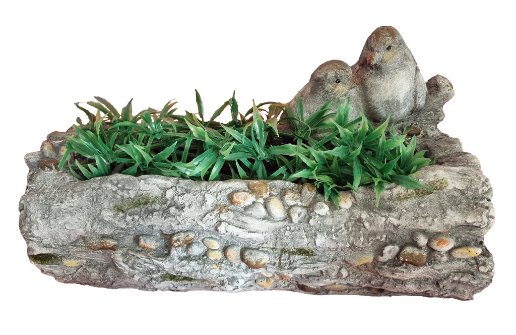 MGO Birds Standing on Stone Effect Planter