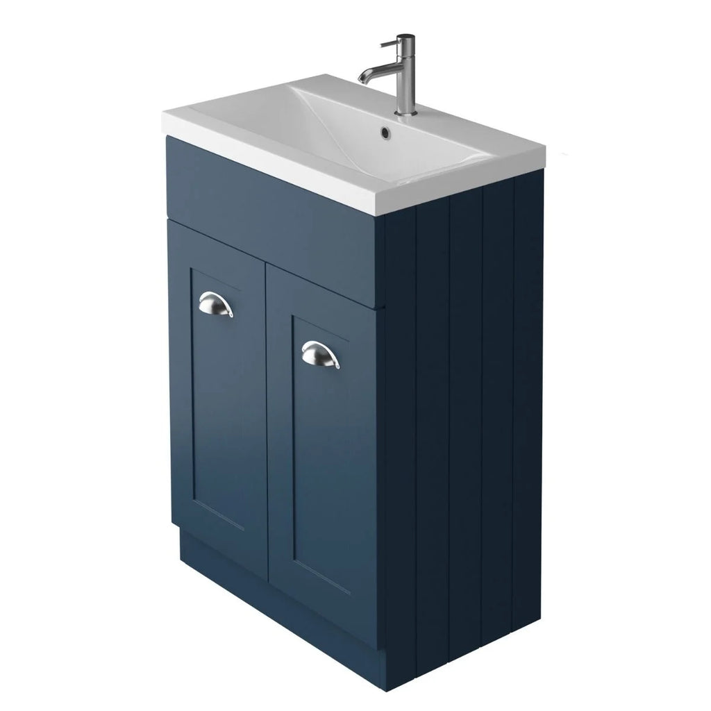 Clarity 60 Fl Standing Unit & Basin Henley Blue - HANDLES SEPARATE