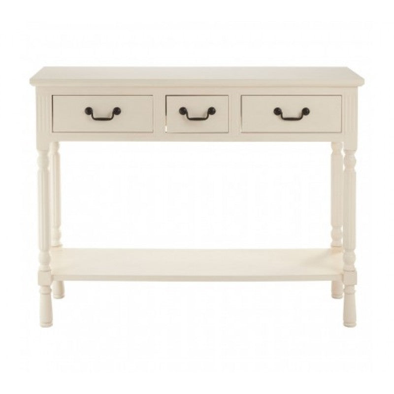 Heritage White/Teak 3-Drawer Console Table