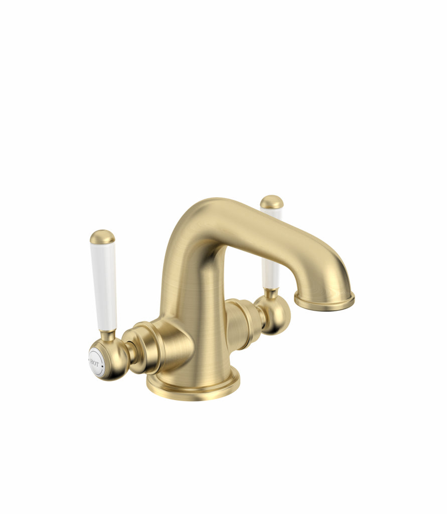 LANSDOWN BASIN MIXER CLICK WASTE BRUSHED BRASS