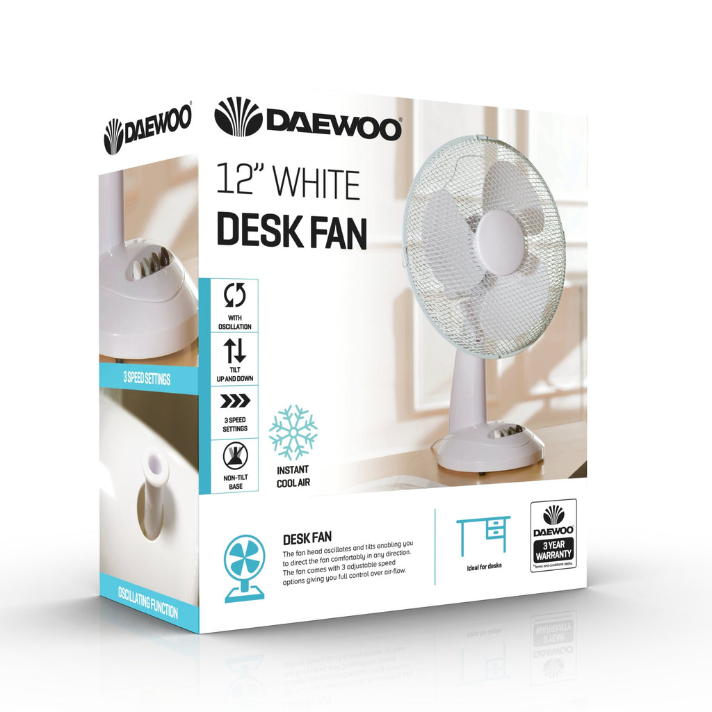 Daewoo 12-Inch Oscillating Desk Fan