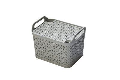 Medium Handy Basket with Lid Light Grey