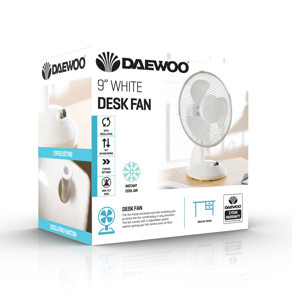 Daewoo 9-Inch Oscillating Desk Fan
