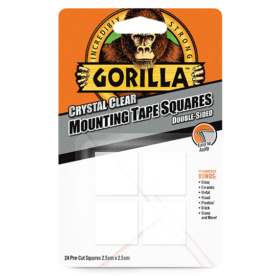 Gorilla Mounting Tape 2.5cm Squares Clear