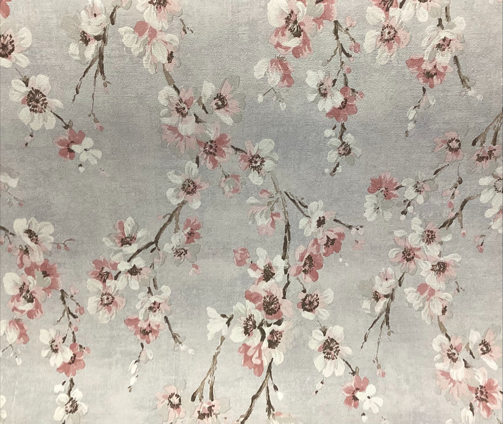 Grey Pink Flower Wallpaper