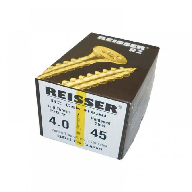 3.0 x 12mm Reisser R2 Screw CSK PZD FT Yellow