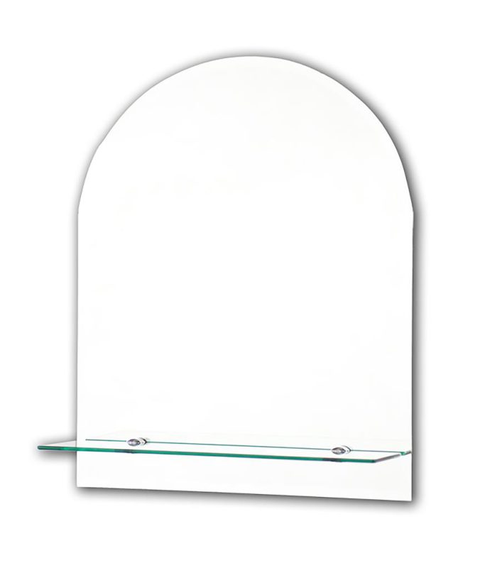 Tema Ensuite Bevelled Mirror 50x40 Arch Top with Shelf