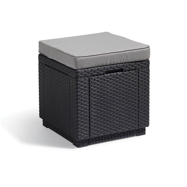 Keter Cube with Cushion in Cool Grey